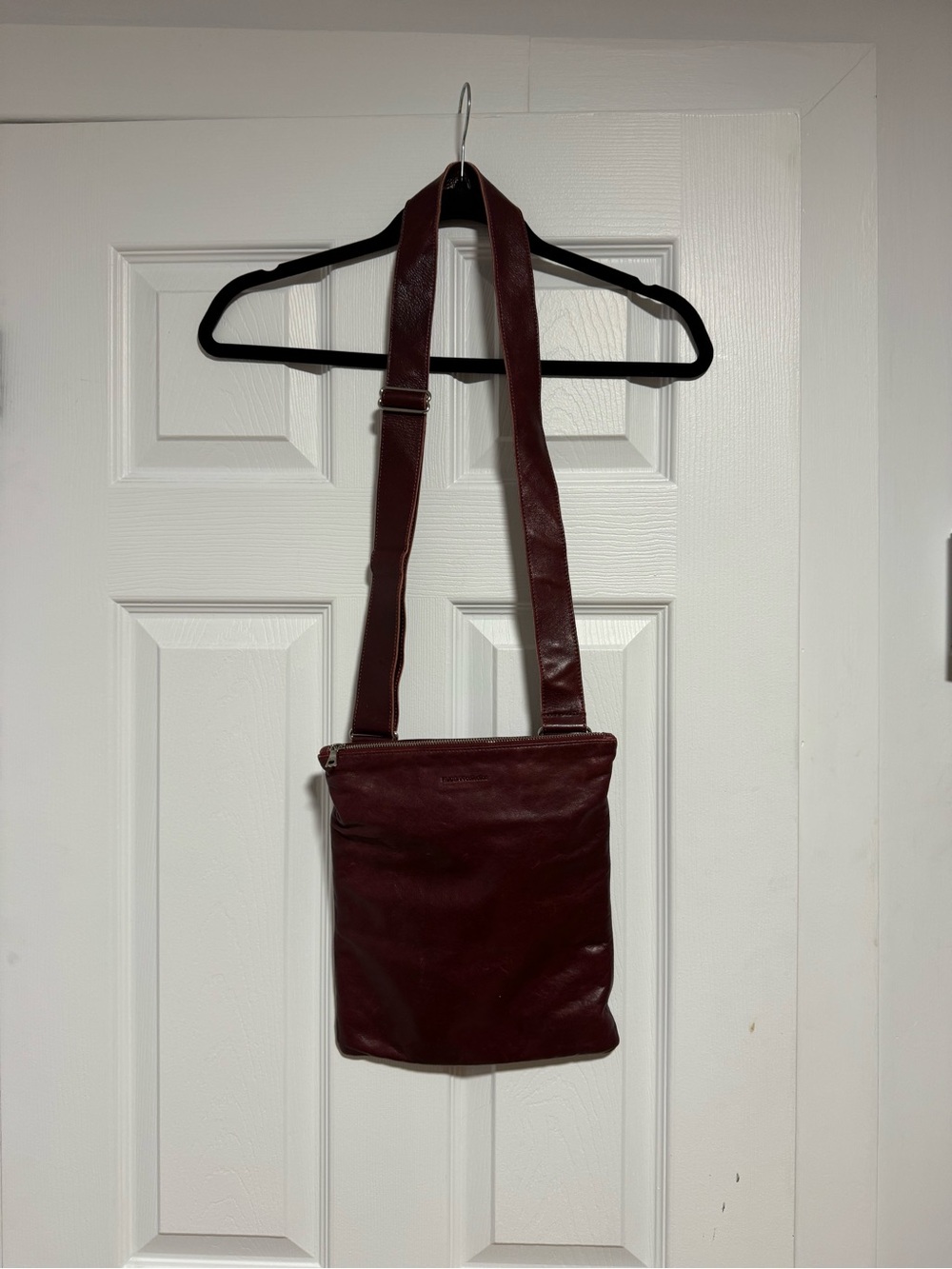 Leather Crossbody Bag - Burgundy